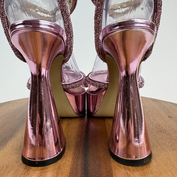 Womens Mach & Mach Double Bow Pink Rhinestone Clear Platform Pumps Size 38.5 AUC - Picture 7 of 12